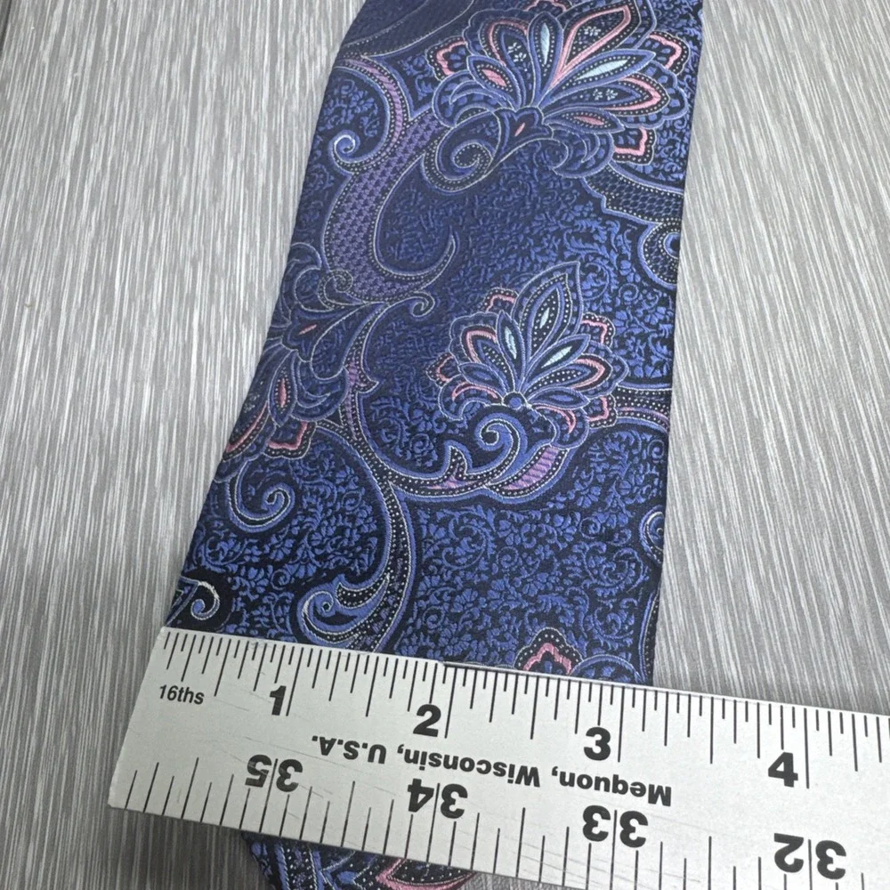 Hart Schaffner Marx Silk Tie‎ Lot Blue Paisley Brown Plaid Classic Business